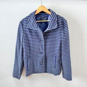 Talbots Navy Blue with White‎ Stripes Sweater Blazer- Size M